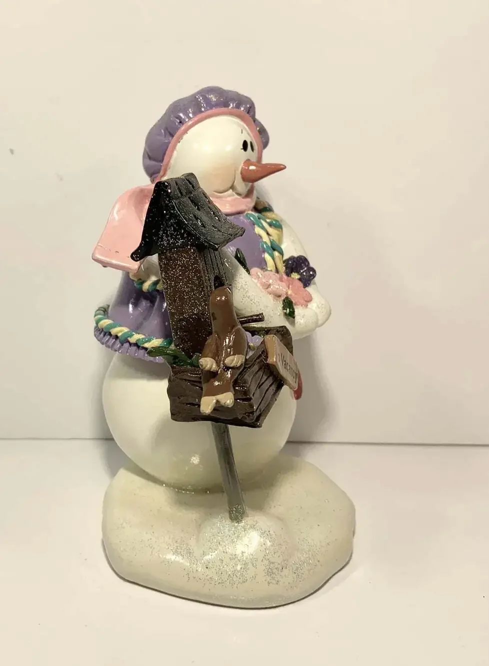 Enesco Snow Lady & Bird House Snow Littles Donna Little Figurine #826130 2001